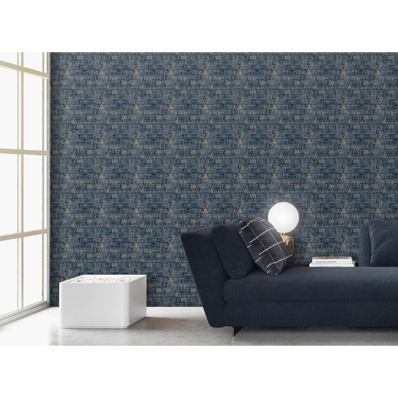 Dever Suber Glitter Cork Effect 10.05m x 53cm  Textured Wallpaper Roll, Dark Blue/Bronze