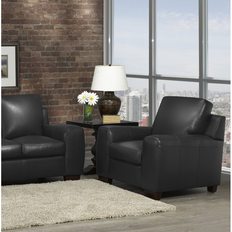 Fauteuil Lynsey, Cuir corbeau