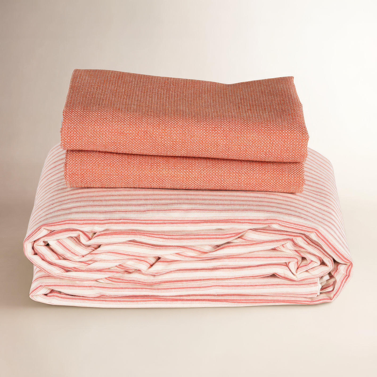 Siscovers Striped Cotton Duvet Cover Set, California King Duvet Cover + 2 King Shams, Red