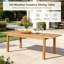 Table de salle à manger extensible en bois d'acacia d'extérieur avec finition en teck Table de patio extensible rectangulaire à lattes résistantes aux intempéries pour porche de jardin arrière Longueur réglable de 65,75 à 85,43 pouces