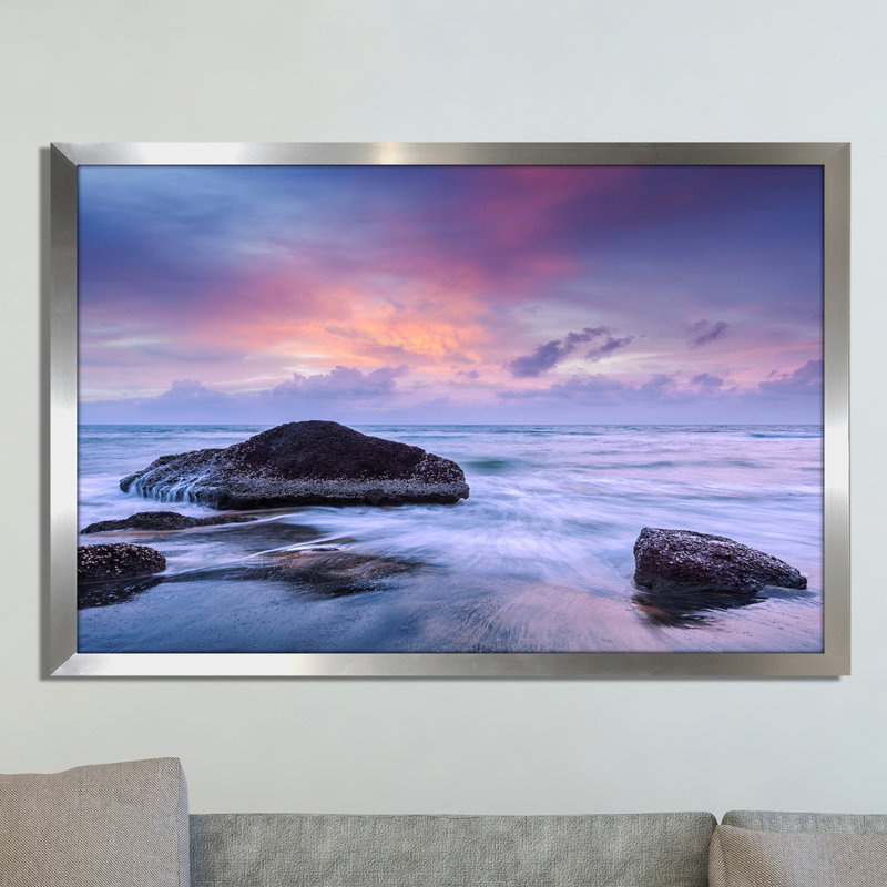 « mauve coucher de soleil », reproduction de photo encadrée, H 27,5 po x l 39,5 po x P 0,75 po