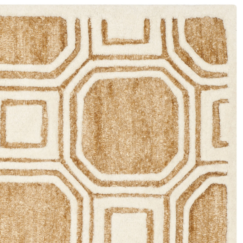 Camel Hand-Tufted Wool and Cotton Square Rug, 60"
