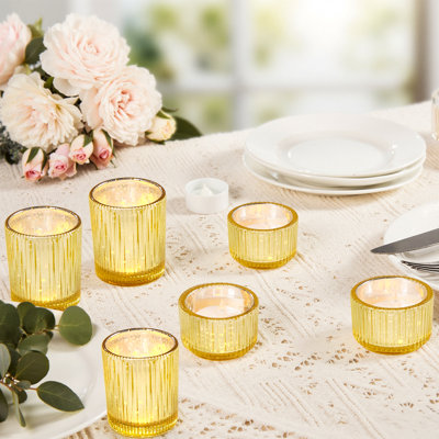 Porte-bougies chauffe-plat en verre doré Votive (12 paquets)