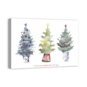 Ivy Bronx Three Christmas Trees On Canvas Print & Reviews | Wayfair