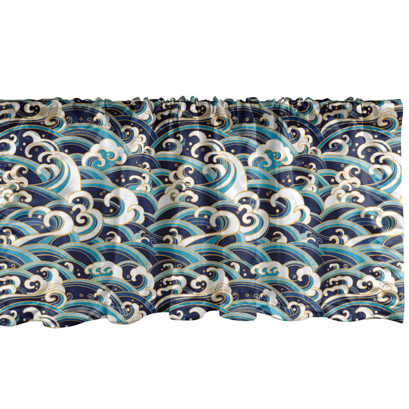 Ensemble de 2 cantonnières Ambesonne Nautical - bleu et blanc, L 54 po x L 18 po