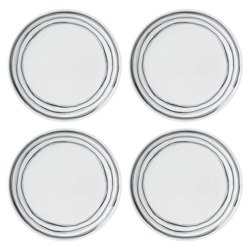 Gray and White Floral Porcelain 12-Piece Dinnerware Set