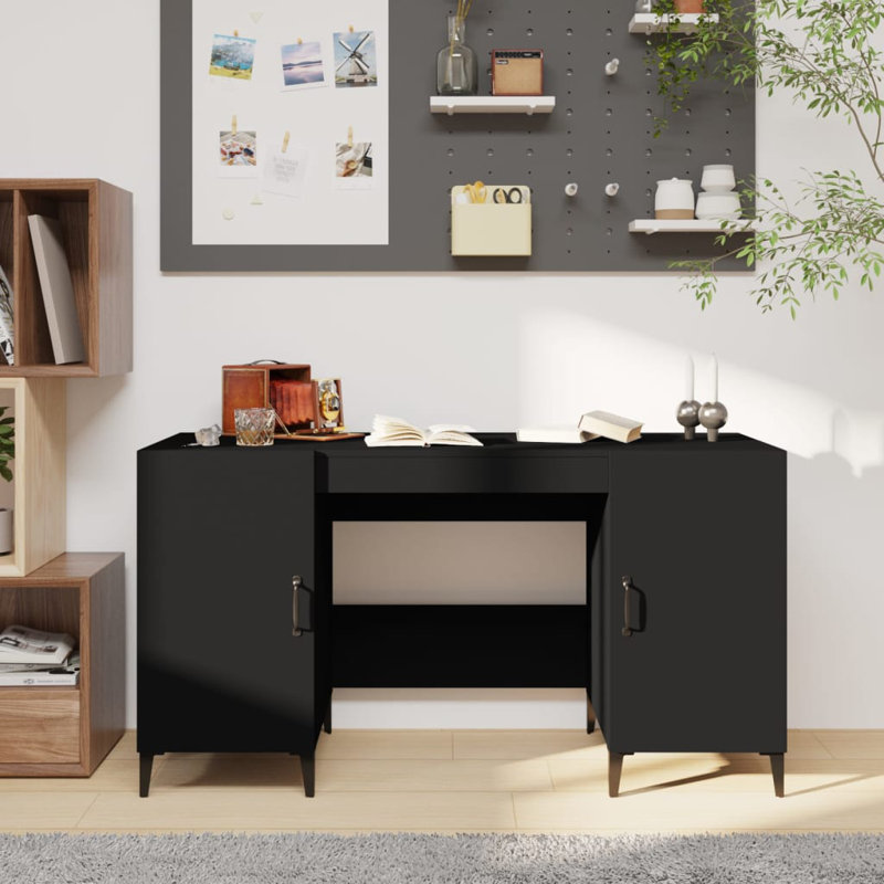 140Cm W Rectangular Computer Desk, Black