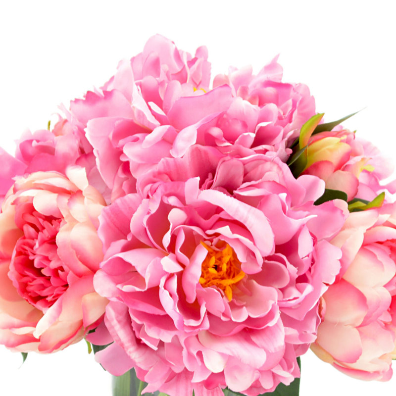 Centre de table pivoine dans un vase, Rose, H 10 po x l 10 po x P 10 po