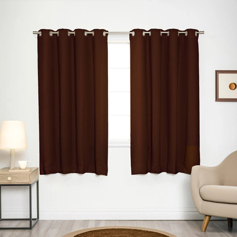 Adina Sevan Solid Thermal Grommet Curtain Panels, 52"W x 63"L, Chocolate