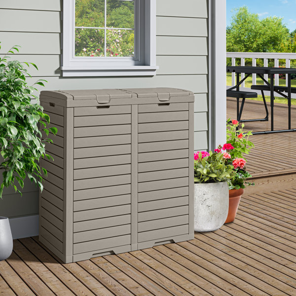 YITAHOME Outdoor Resin-Based Dual Compartment Trash Bins, 76