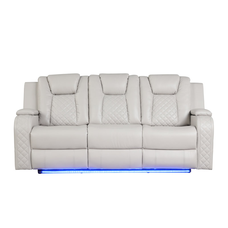 Canapé inclinable 85 po Senol, Simili cuir blanc