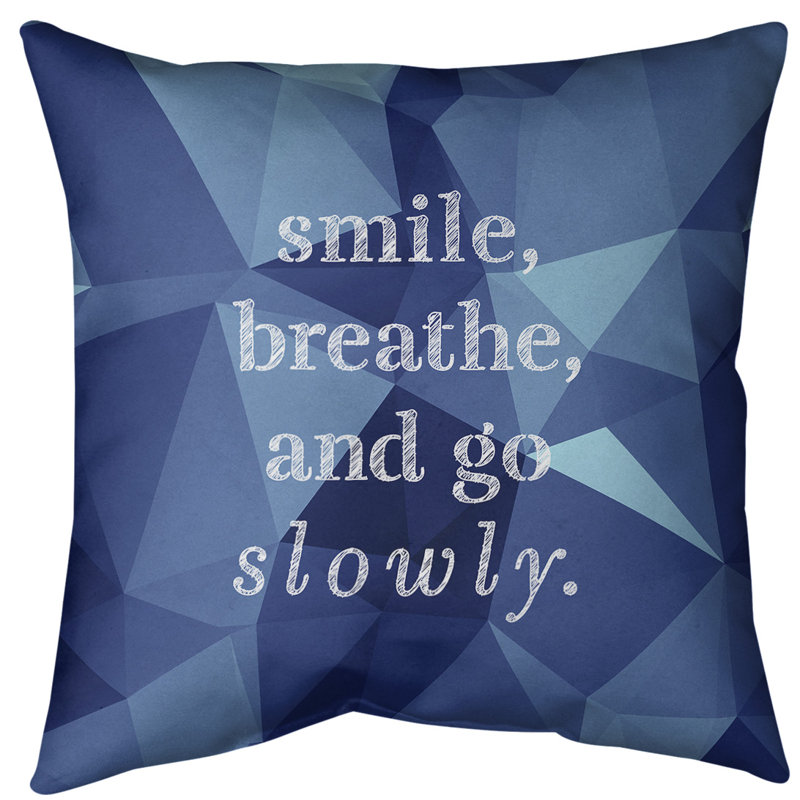 Coussin décoratif intérieur / extérieur Go Slowly, 18 po x 18 po, Saphir