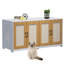 Buffet 4 portes en rotin avec buffet, grande crédence de rangement, meuble télé, armoire à café Boho moderne pour la salle à manger, la cuisine et le vestibule