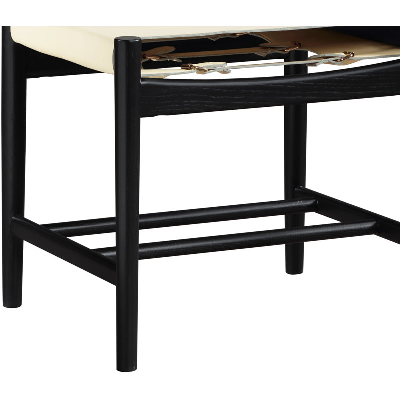 Chaise rembourrée en cuir Rawlins, Crème végétalien en cuir, Noir
