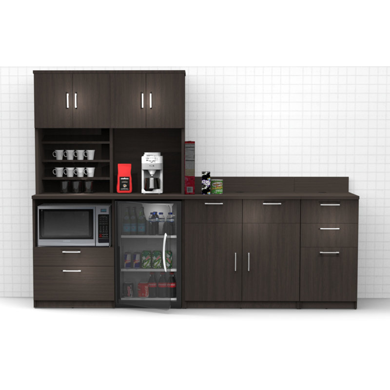 Buffet Sideboard Kitchen Break Room Lunch Coffee Kitchenette Cabinets 4 Pc Espresso – Factory Assembled (Furniture Items Purchase Only)