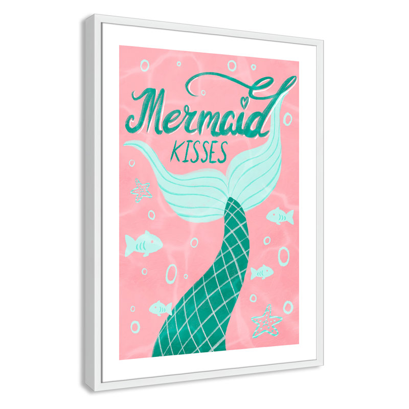 Mermaid Kisses 1, impression sur papier, H 34,5 po x l 24,5 po x P 1,18 po, Encadré de boîte blanc