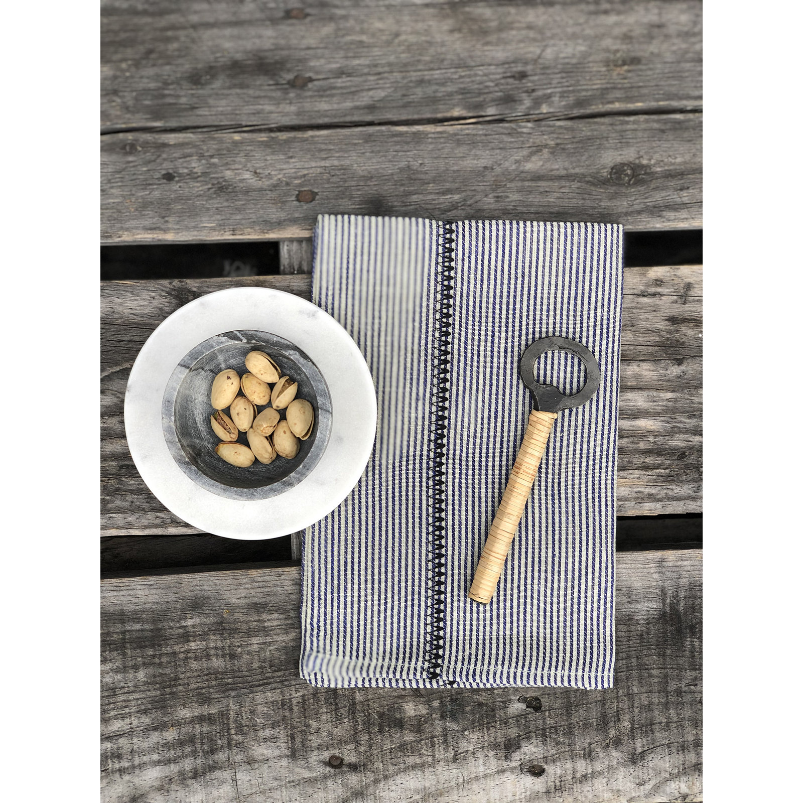 Blisse 20" Linen Napkin, Chambray Stripe