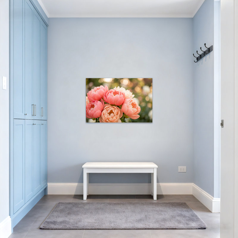 Plantes et fleurs, pivoines roses, imprimé floral, H 28 po x l 40 po