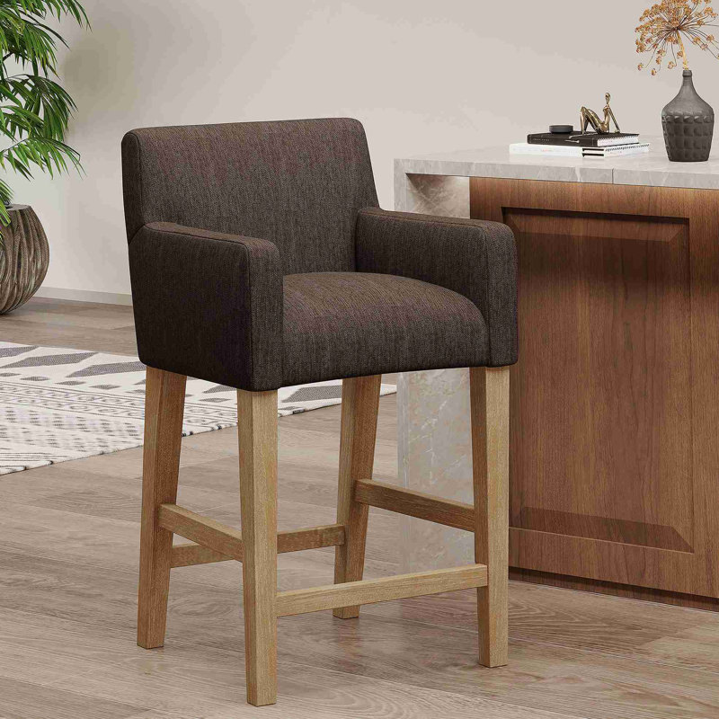 Tabouret de comptoir rembourré de 26 po - brun / brun vieilli