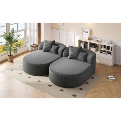 Canapé-lit moderne avec méridienne à accoudoirs sans accoudoirs avec deux coussins de soutien pour le salon, gris
