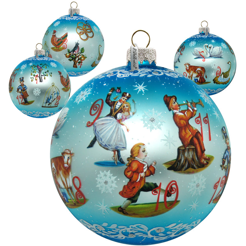 Holiday Splendor 5.5'' Handmade Glass Ball Ornament, Christmas 2, 5.5" H x 5" W x 5" D