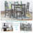5 Piece Dining Table Set, Wooden Dining Square Table Set for 4, Counter Height Kitchen Table Set with Square Table and 4 Upholstered Chairs for Small Space, Grey