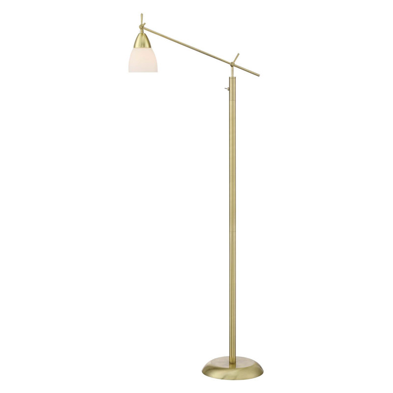 Virginia 65'' Swing Arm Floor Lamp, Satin Brass