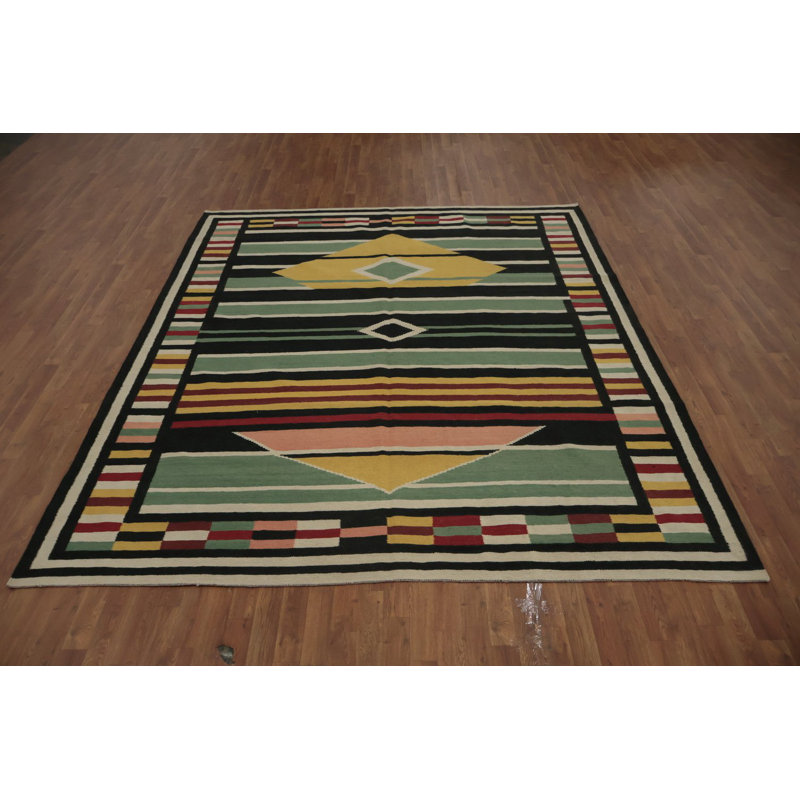 Tapis moderne kilim 8 x 10 avec motifs géométriques audacieux