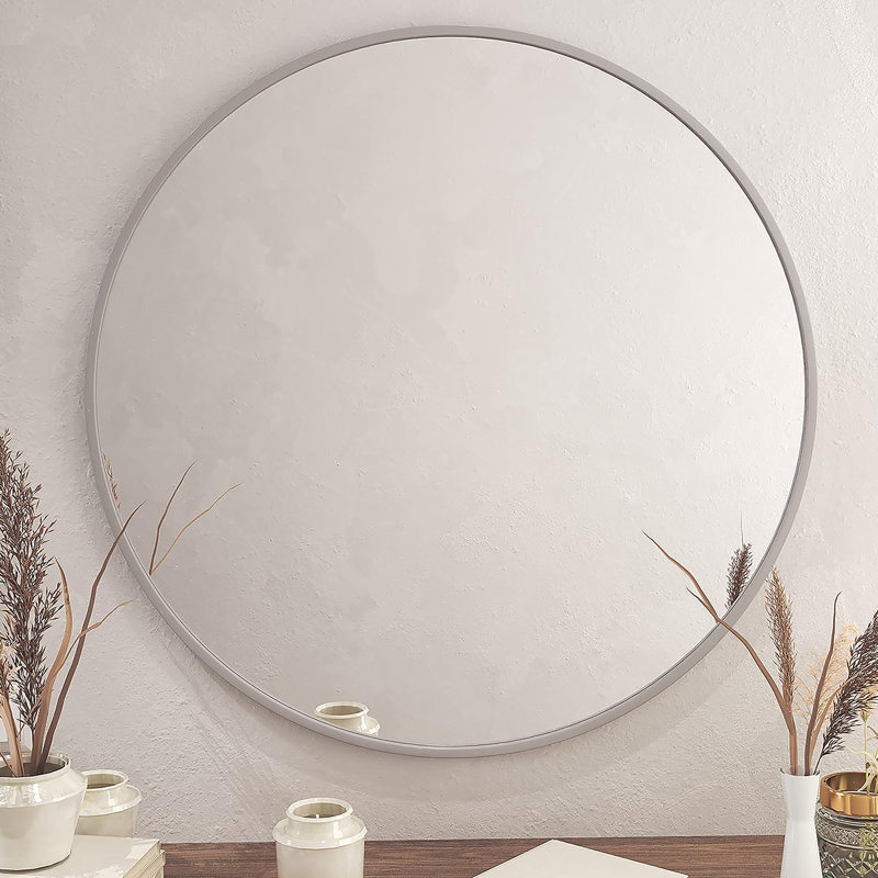 Miroir mural pour salle de bain, 32 po x 32 po, Argent argent
