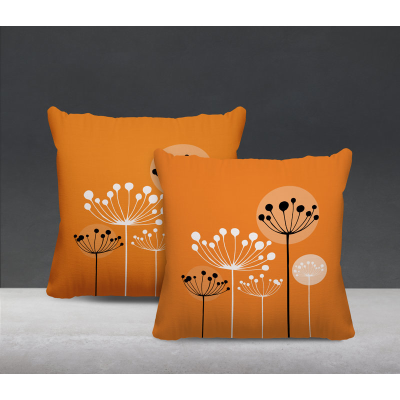 Housse et insert de coussin décoratif intérieur / extérieur en mélange de polyester, L 19 po x H 19 po, Orange