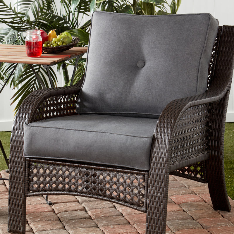 Royzell Sunbrella Outdoor Deep Seat Chair Cushion, Cast Slate