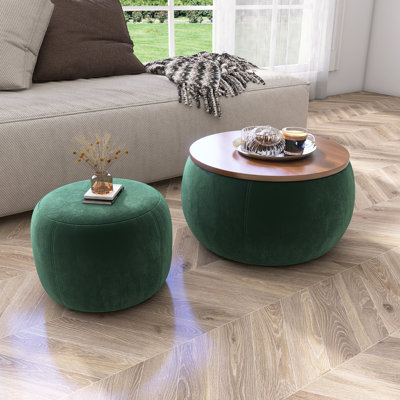 Table de bout ronde avec petit siège de rangement