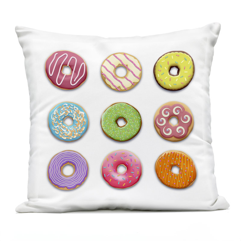 Coussin d'extérieur coloré à motif de beignets colorés par Marcus Prime