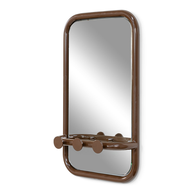Retro Steel Rectangle Mirror, Brown