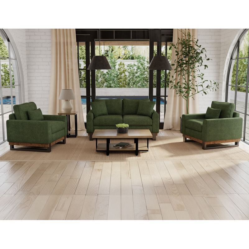 Chaise d'appoint Dome avec 1 coussin décoratif, bois de pin massif, Green Polyester