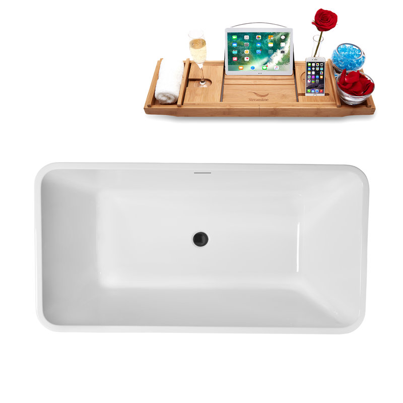Baignoire autoportante et plateau 55 "avec drain interne Streamline, Bronze brossé