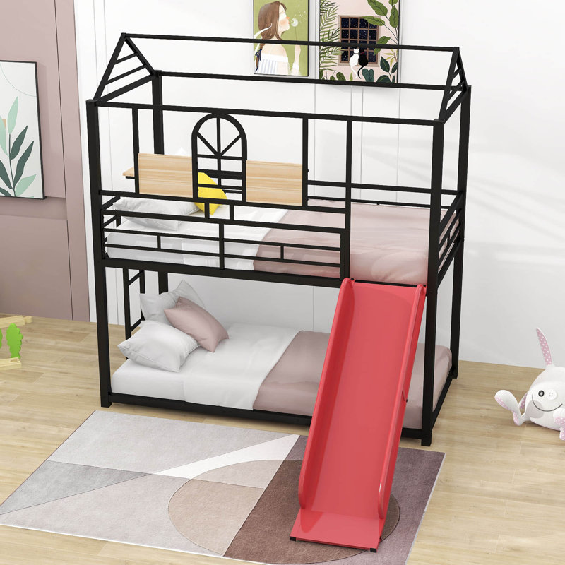 Landover Kids Twin Over Twin Bunk Bed, Red