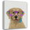 Red Barrel Studio Fab Funky Gallery Wrapped Canvas Art Titled: Golden Retriever and Flower Glasses