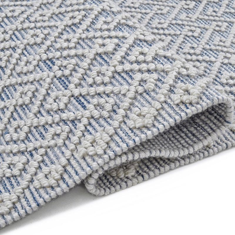 Global Recycled Standard Pearly Hand-Woven Loop Pile Recycled Rug Denim Blue, Runner 2'6" x 5'