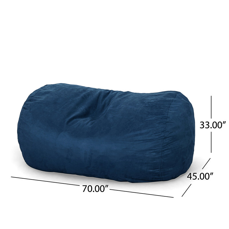 Marlin 6.5 Foot Suede Cylindrical Bean Bag, Blue Solid Microfiber/Microsuede