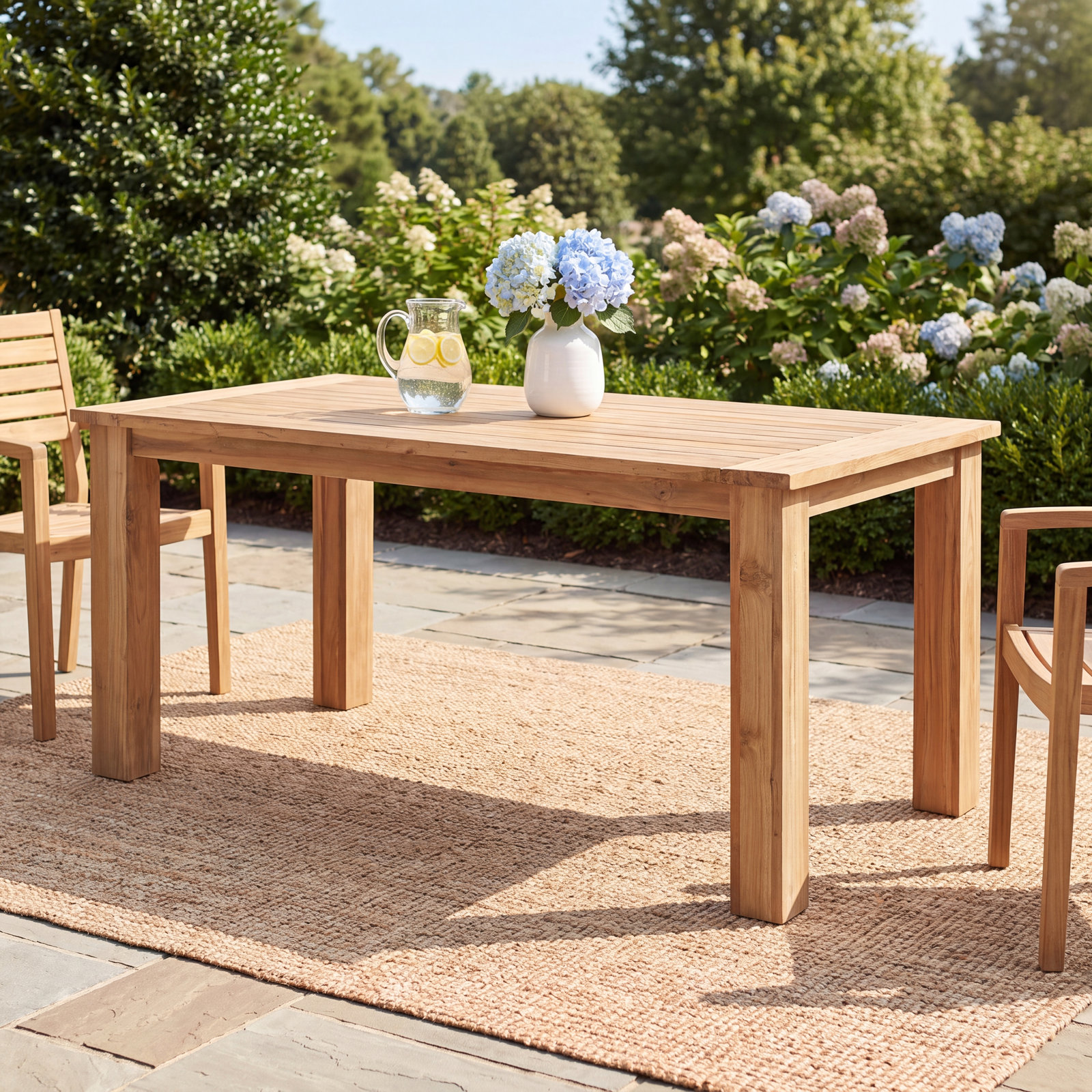 Morones Rectangular Dining Table in Solid Reclaimed Teak with Straight Legs, 40" W x 94" L x 30.3" H