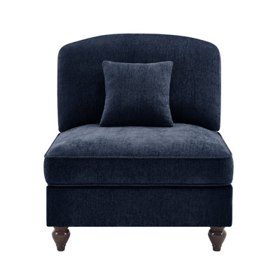Canapé sans accoudoirs en chenille avec 1 coussin - bleu