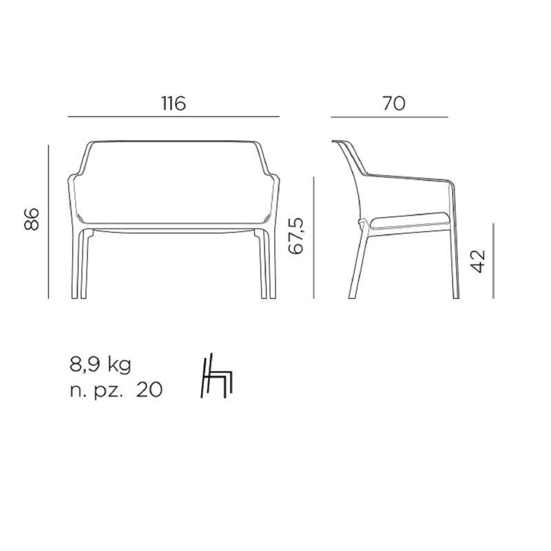Net Outdoor Bench, White