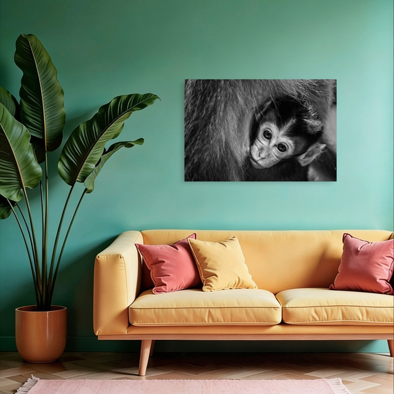 «Curious Baby Monkey», reproduction d'art mural singe contemporain, H 24 po x l 36 po