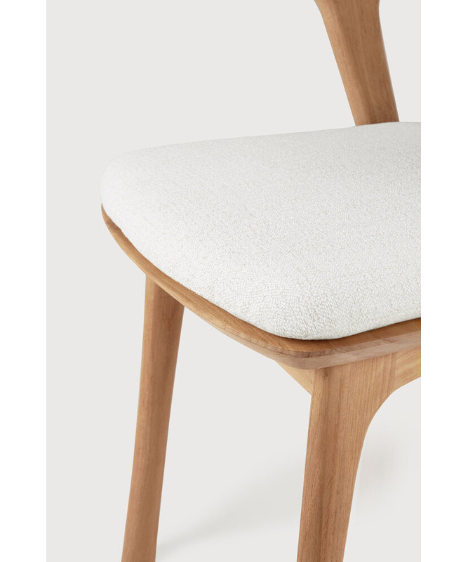 Bok Outdoor Dining Side Chair, Teak  Frame/Off White Cushion