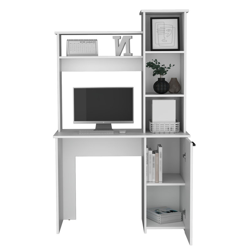 Kincheloe Computer Desk with Hutch, White