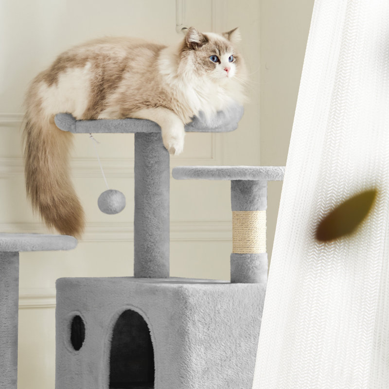Cat Tree, Multi-Level Cat Tower, Light Gray