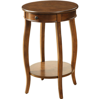 Table de bout en bois de noyer massif avec texture de tiroir et tablette