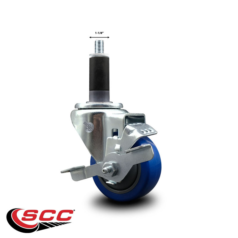 Roulettes pivotantes extensibles en polyuréthane pivotant 3 po 1-1 / 8 po bleu SCC