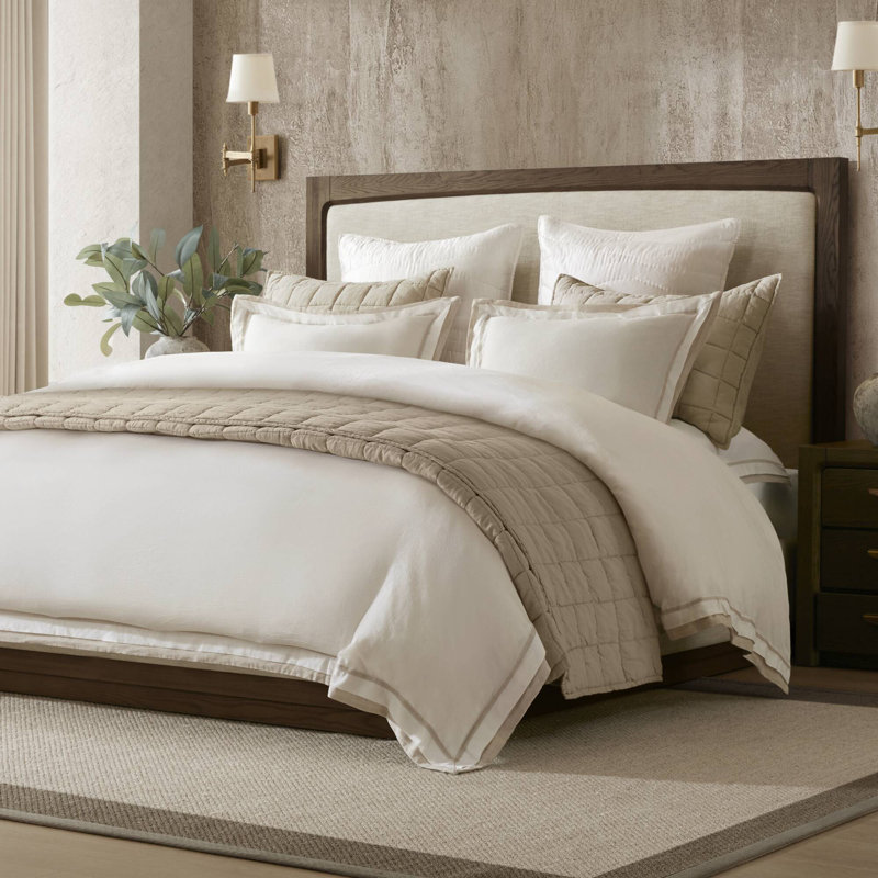 White/Gold, King Duvet Cover + 2 King Pillow Shams